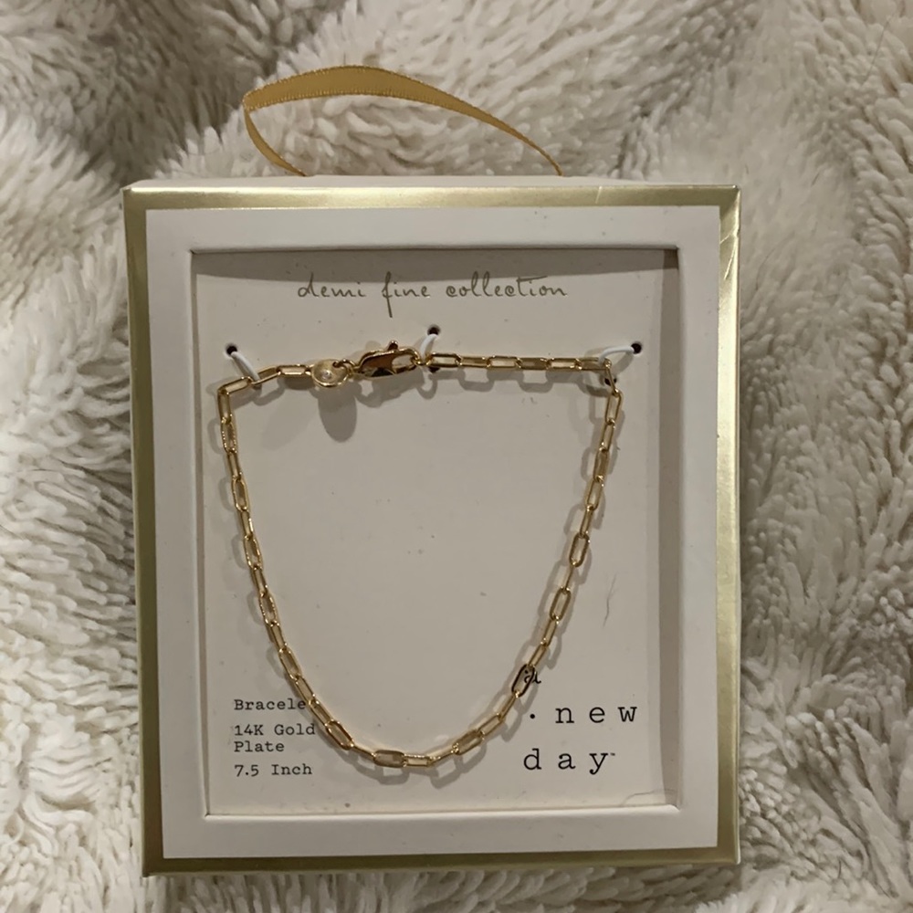 New 14k Gold Plate Chain Bracelet